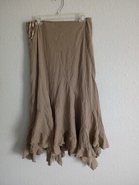 Faded Glory Light Taupe Crinkled Circle Skater Skirt